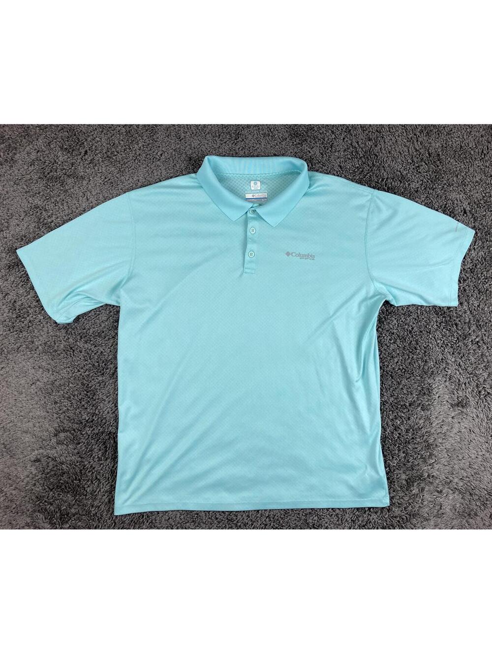 Columbia PFG Omni-Freeze Zero Polo Shirt Mens Aqua Blue Fishing Golf Top Sz XL